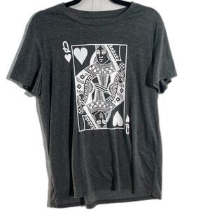 Q of Hearts Women's Vintage Graphic Print Short Sleeve T-Shirt Large